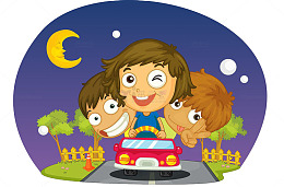 小孩开汽车