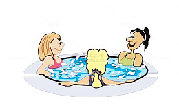 朋友泡日本温泉图片素材