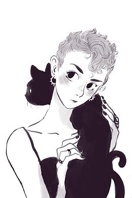 黑白灰猫和女人