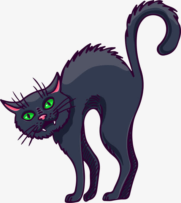 矢量手绘黑猫