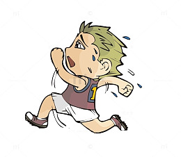 奔跑着流汗的小男孩儿