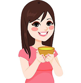 手捧杯子的女子