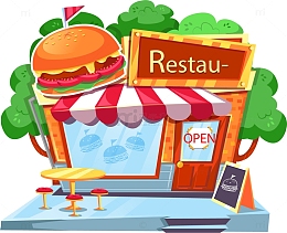 矢量手绘汉堡店