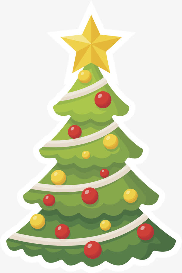 矢量卡通带装饰圣诞树免抠素材免费下载_觅元素51yuansu.com