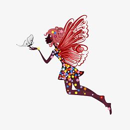 蝴蝶翅膀pngpng可爱的卡通小精灵pngpng可爱插画小花仙pngpng美女小