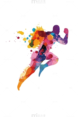 彩色人物奔跑