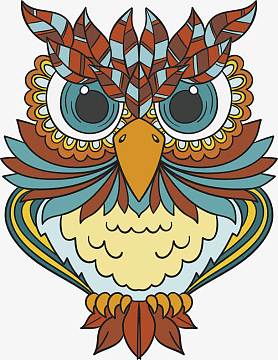彩色复古猫头鹰