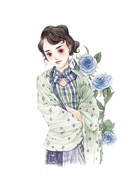 手绘民国美女
