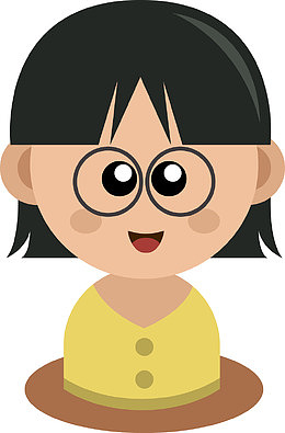 卡通戴眼镜的小女孩