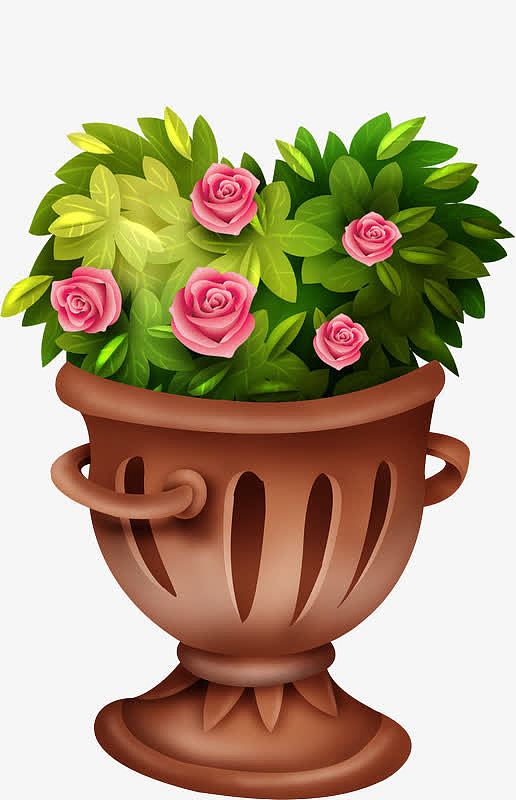 卡通鲜花盆摘png矢量花盆epspng矢量卡通时尚生活红色盆栽花树插aipng