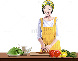 妈妈正在做饭矢量