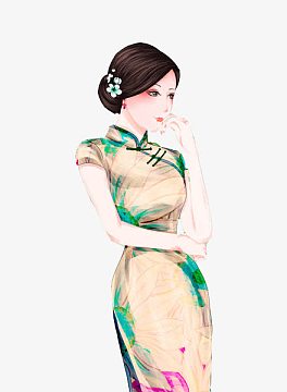 手绘美美女素材_手绘美美女图片元素-觅元素