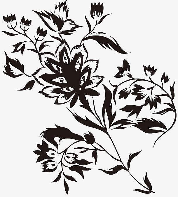 黑色花卉剪影