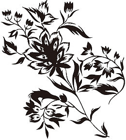 黑色花卉剪影
