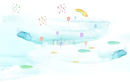 水彩绘创意清新蓝天白云天空背景