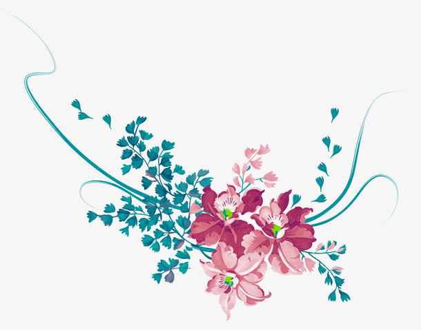 粉色小清新花朵装饰图案