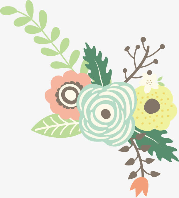 水彩画鲜花矢量