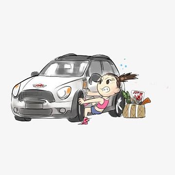 卡通小车女士换车胎