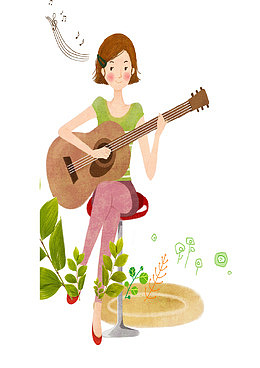 小清新少女弹吉他