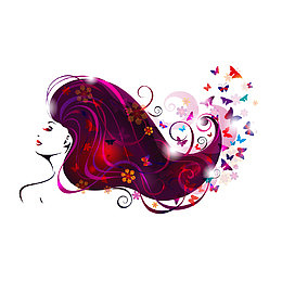 时尚幻彩美女头像矢量素材