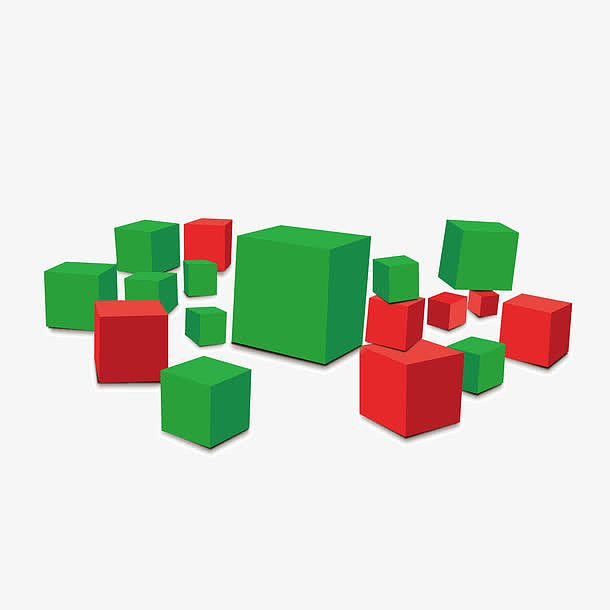 矢量红绿色方块方体