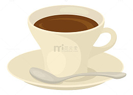 盘子上咖啡杯与勺子