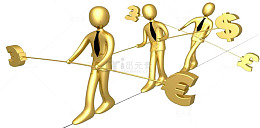 金色小人保持平衡前进