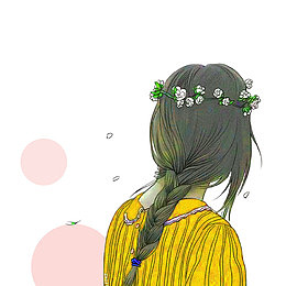 卡通美女背影