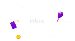 紫色漂浮气球效果卡通设计