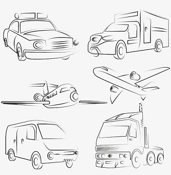 汽车飞机线条画