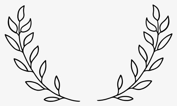 手绘黑色线条叶子简笔画