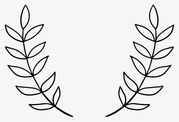 手绘黑色线条叶子简笔画
