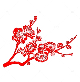 红色民间艺术剪纸梅花
