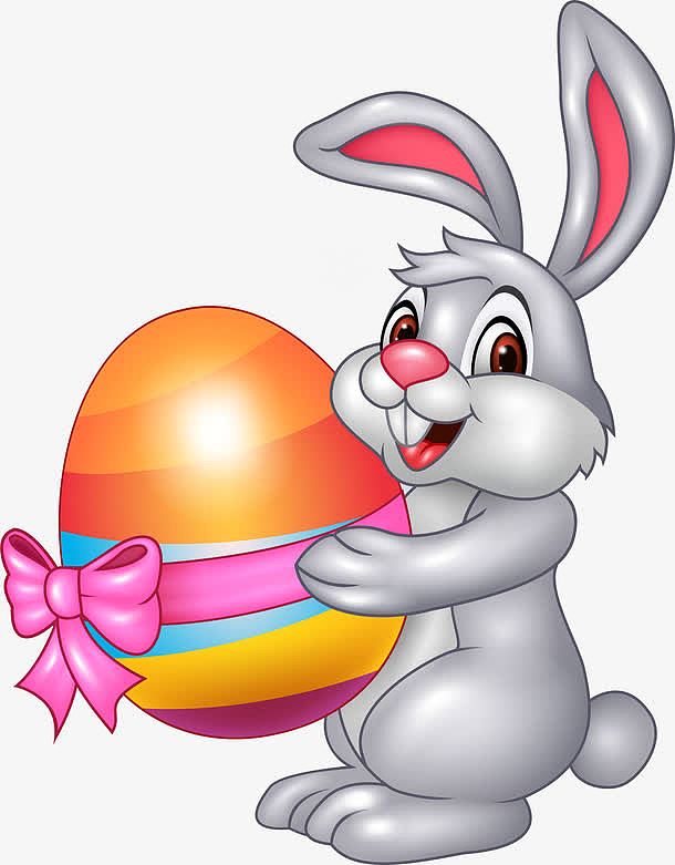 灰色卡通兔子鸡蛋装饰图案