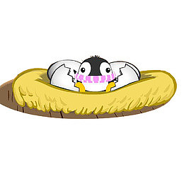 卡通鸡窝里的小鸡