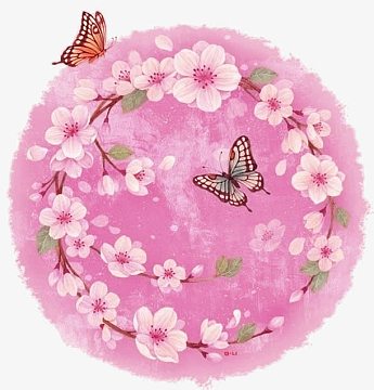 桃花彩绘素材_桃花彩绘图片元素-觅元素