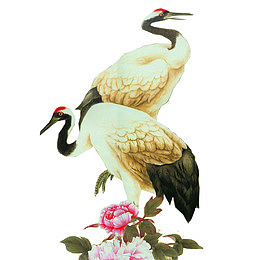 丹顶鹤杜鹃花素材免抠