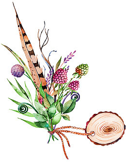 手绘水墨花束吊牌
