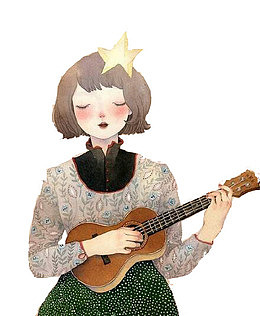 优雅的弹尤克里里的女孩
