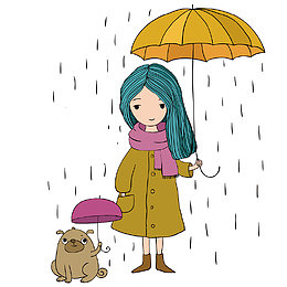 撑雨伞的女孩