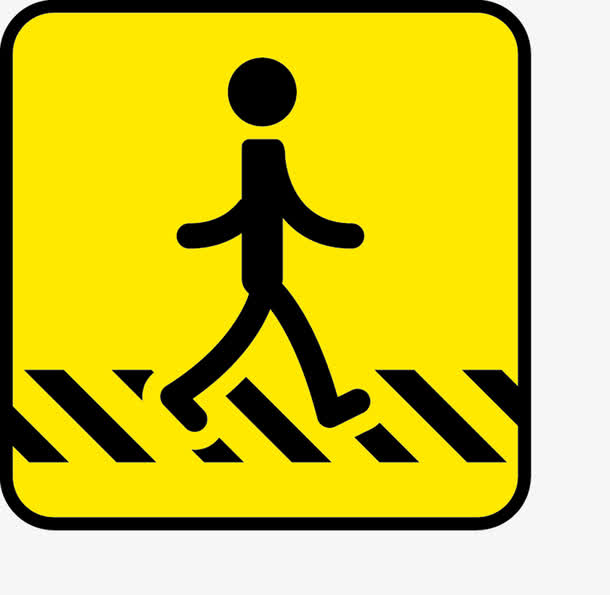 黄色行人过路图标