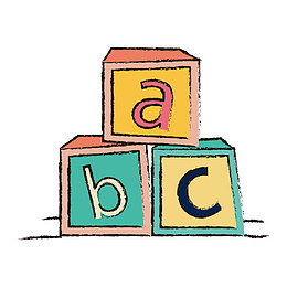矢量手绘ABC立方块