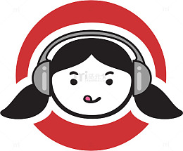 戴耳机的卡通小女孩头像图标