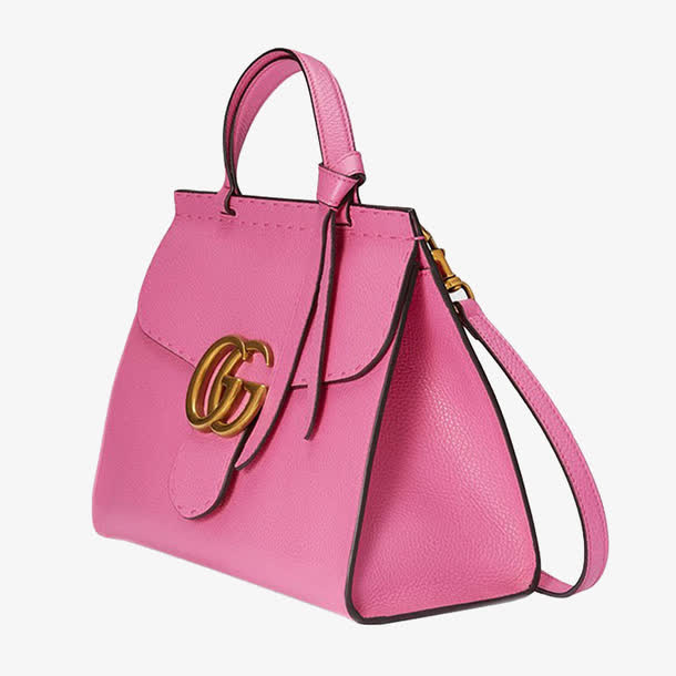 gucci古驰女士粉色真皮手提包