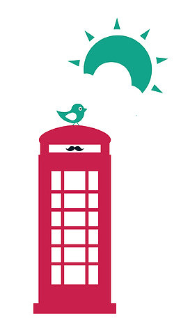 卡通红色报刊亭