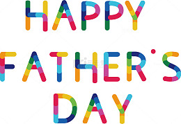 彩色圆管父亲节快乐艺术字矢量