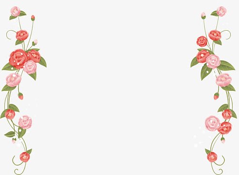 红色花朵边框png红色中式花边png红色底纹背景png小清新的花草边框png