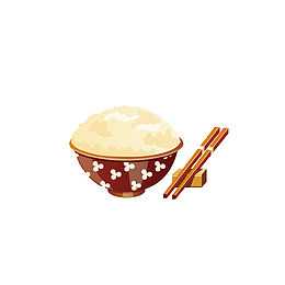 矢量装饰一碗米饭筷子