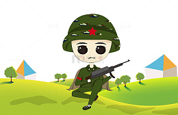 卡通童兵军训