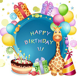 长颈鹿送生日蛋糕和祝福语